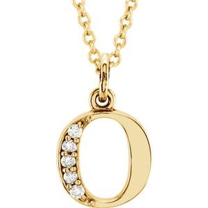 Ladies Natural Diamond Lowercase Initial O Necklace (I1, G-H) — 14K Yellow Gold