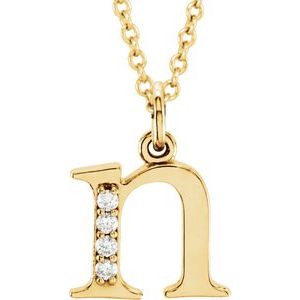 Ladies Natural Diamond Lowercase Initial N Necklace (I1, G-H) — 14K Yellow Gold