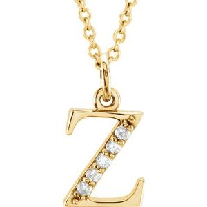 Ladies Natural Diamond Lowercase Initial Z Necklace (I1, G-H) — 14K Yellow Gold