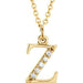 Ladies Natural Diamond Lowercase Initial Z Necklace (I1, G-H) — 14K Yellow Gold