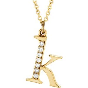 Ladies Natural Diamond Lowercase Initial K Necklace (I1, G-H) — 14K Yellow Gold