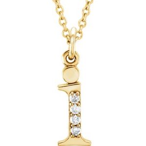 Ladies Natural Diamond Lowercase Initial I Necklace (I1, G-H) — 14K Yellow Gold