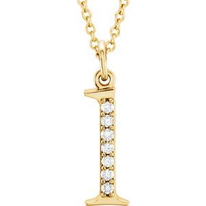 Ladies Natural Diamond Lowercase Initial L Necklace (I1, G-H) — 14K Yellow Gold
