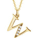 Ladies Natural Diamond Lowercase Initial W Necklace (I1, G-H) — 14K Yellow Gold