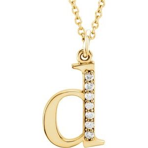 Ladies Natural Diamond Lowercase Initial D Necklace (I1, G-H) — 14K Yellow Gold