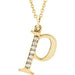 Ladies Natural Diamond Lowercase Initial P Necklace (I1, G-H) — 14K Yellow Gold