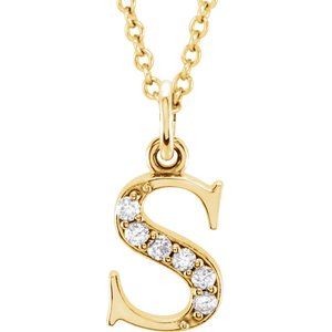 Ladies Natural Diamond Lowercase Initial S Necklace (I1, G-H) — 14K Yellow Gold
