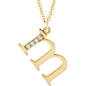 Ladies Natural Diamond Lowercase Initial M Necklace (I1, G-H) — 14K Yellow Gold