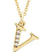 Ladies Natural Diamond Lowercase Initial V Necklace (I1, G-H) — 14K Yellow Gold