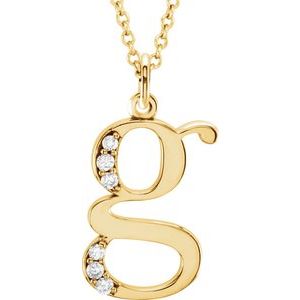 Ladies Natural Diamond Lowercase Initial G Necklace (I1, G-H) — 14K Yellow Gold