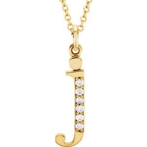 Ladies Natural Diamond Lowercase Initial J Necklace (I1, G-H) — 14K Yellow Gold