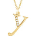 Ladies Natural Diamond Lowercase Initial Y Necklace (I1, G-H) — 14K Yellow Gold