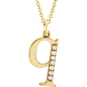Ladies Natural Diamond Lowercase Initial Q Necklace (I1, G-H) — 14K Yellow Gold