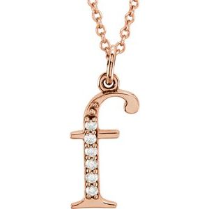 Ladies Natural Diamond Lowercase Initial F Necklace (I1, G-H) — 14K Rose Gold