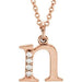 Ladies Natural Diamond Lowercase Initial N Necklace (I1, G-H) — 14K Rose Gold
