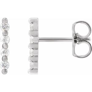 Ladies Natural Diamond Bar Earrings — Sterling Silver