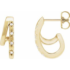 Ladies Natural Diamond Hoop Earrings (I1, G-H) — 14K Yellow Gold