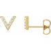 Ladies Natural Diamond V Earrings — 14K Yellow Gold