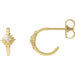 Ladies Natural Diamond 10 mm Star Hoop Earrings (I1, G-H) — 14K Yellow Gold