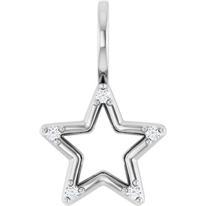 Ladies Natural Diamond Star Charm/Pendant (Si2-Si3, G-H) — Platinum