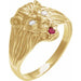 Ladies Natural Diamond Natural Ruby Lion Head Ring (I1, G-H) — 14K Yellow Gold