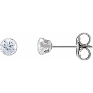 Ladies Natural Diamond Ultra-Lightweight Stud Earrings — 14K White Gold