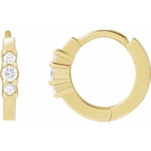 Ladies Natural Diamond Hinged 13.08 mm Hoop Earrings (I1, G-H) — 14K Yellow Gold
