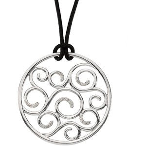 Ladies Natural Diamond Scroll Necklace (I1, G-H) — Sterling Silver