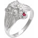 Ladies Natural Diamond Natural Ruby Lion Head Ring (I1, G-H) — Sterling Silver