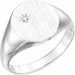 Ladies Natural Diamond 14x12 mm Oval Signet Ring — Sterling Silver