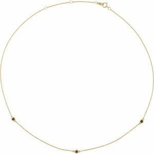 Ladies Natural Black Diamond 3-Station Necklace (Opaque, Black) — 14K Yellow Gold