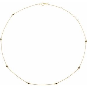 Ladies Natural Black Diamond 7-Station Necklace (Opaque, Black) — 14K Yellow Gold