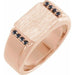 Ladies Natural Black Diamond Signet Ring — 14K Rose Gold