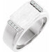 Ladies Natural Diamond Signet Ring — 10K White Gold