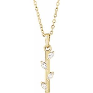 Ladies Natural Diamond Bar Necklace (Si2-Si3, G-H) — 14K Yellow Gold
