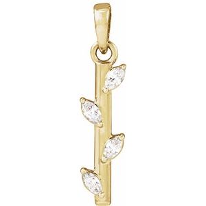 Ladies Natural Diamond Bar Pendant (Si2-Si3, G-H) — 14K Yellow Gold