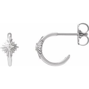 Ladies Natural Diamond 10 mm Star Hoop Earrings (Si2-Si3, G-H) — Platinum
