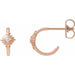 Ladies Natural Diamond 10 mm Star Hoop Earrings (I1, G-H) — 14K Rose Gold