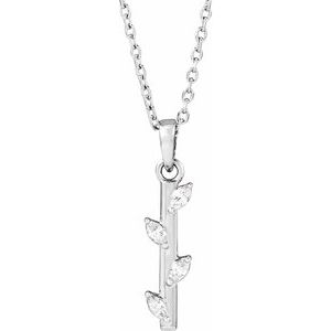 Ladies Natural Diamond Bar Necklace (Si2-Si3, G-H) — Platinum