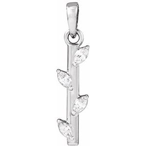 Ladies Natural Diamond Bar Pendant (Si2-Si3, G-H) — 14K White Gold