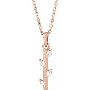 Ladies Natural Diamond Bar Necklace (Si2-Si3, G-H) — 14K Rose Gold