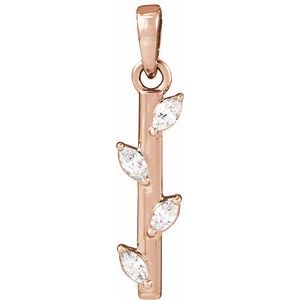 Ladies Natural Diamond Bar Pendant (Si2-Si3, G-H) — 14K Rose Gold