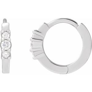 Ladies Natural Diamond Hinged 13.08 mm Hoop Earrings (Si2-Si3, G-H) — Platinum