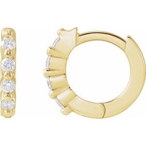 Ladies Natural Diamond 12.73 mm Hinged Hoop Earrings (I1, G-H) — 14K Yellow Gold