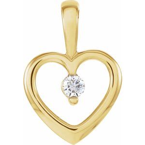 Ladies Natural Diamond Heart Pendant (I1, G-H) — 14K Yellow Gold