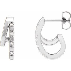 Ladies Natural Diamond Hoop Earrings (I1, G-H) — Sterling Silver