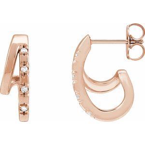 Ladies Natural Diamond Hoop Earrings (I1, G-H) — 14K Rose Gold
