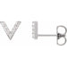 Ladies Natural Diamond V Earrings — Sterling Silver