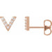 Ladies Natural Diamond V Earrings — 14K Rose Gold