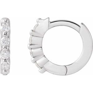 Ladies Natural Diamond 12.73 mm Hinged Hoop Earrings (I1, G-H) — Sterling Silver